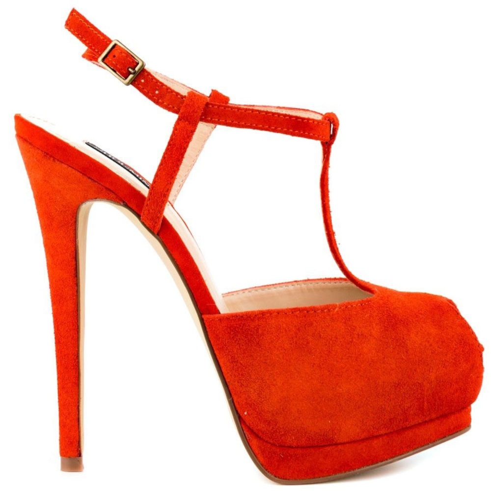 ShoeMint Mia Suede Red Orange Stilettos!